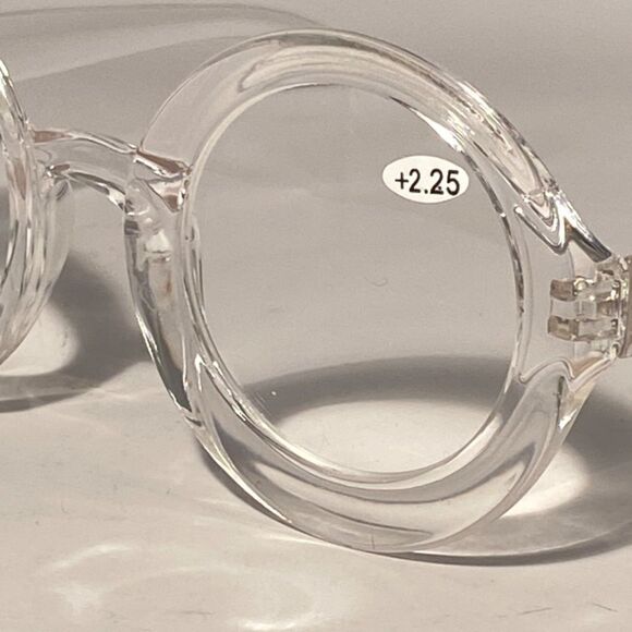 1061 Fern Oversized 2.25 Reading Glasses Readers Round Clear Frames NWT - Picture 8 of 9